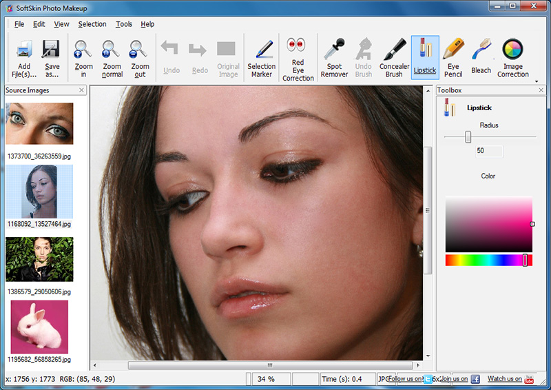Click to view SoftSkin Photo Makeup 1.0 screenshot